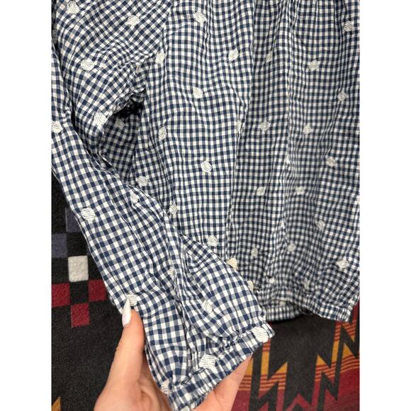 Madewell Women Gingham Button Back XXS Blouse Prairie Cottage Polka Dot - Picture 5 of 6